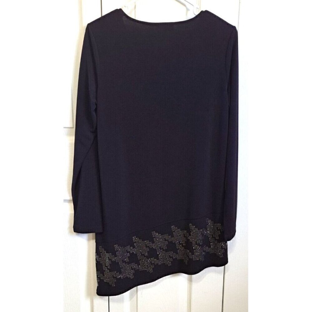 Susan Graver Artisan Woman's XS Black Long Sleeve Tunic Rhinestones New w/Tags - Picture 4 of 7